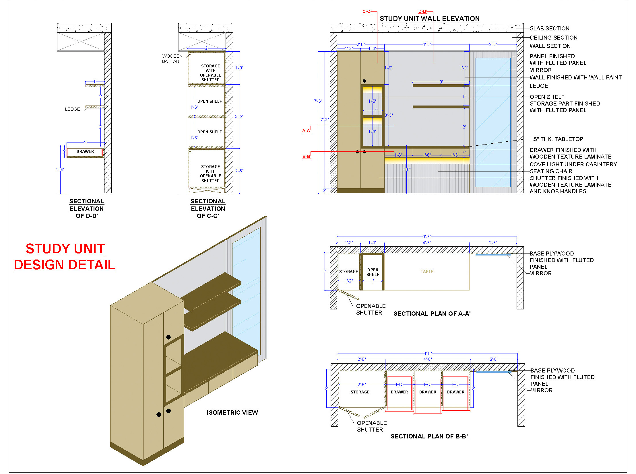 Study Table with Mirror - Unique Design and AutoCAD CAD Detail